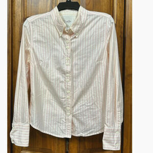Luella 100% Cotton Button-Up Cuffed Sleeved Pink and White XL
